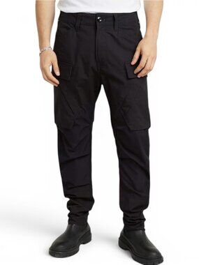 G-Star Mens 3D Cargo Pants 3.0 Size 34x32 Black Hammer Ripstop Tapered Moto NWT